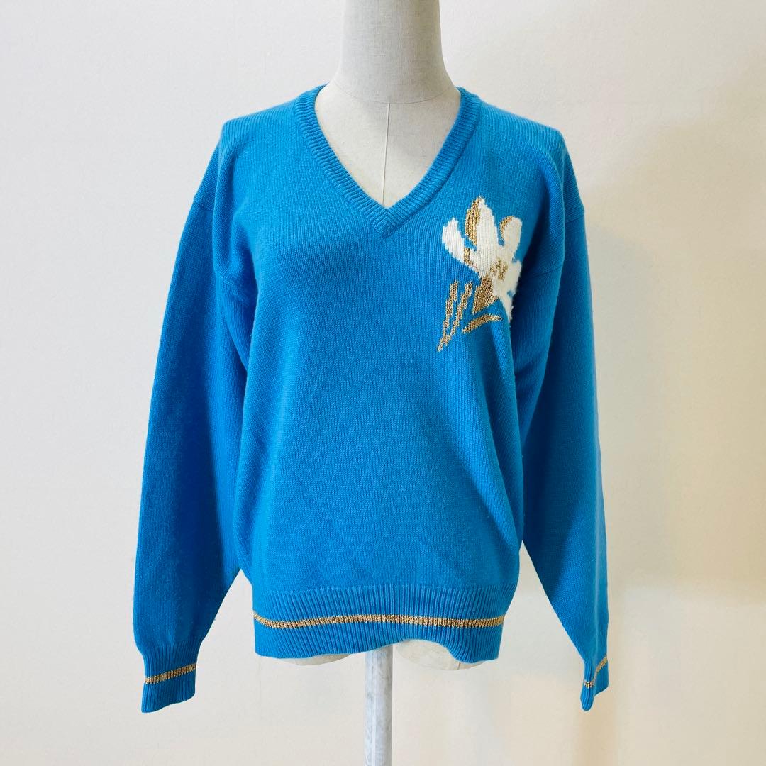 ハナエモリ HANAE MORI GOLF ウール100% ニット L 美品