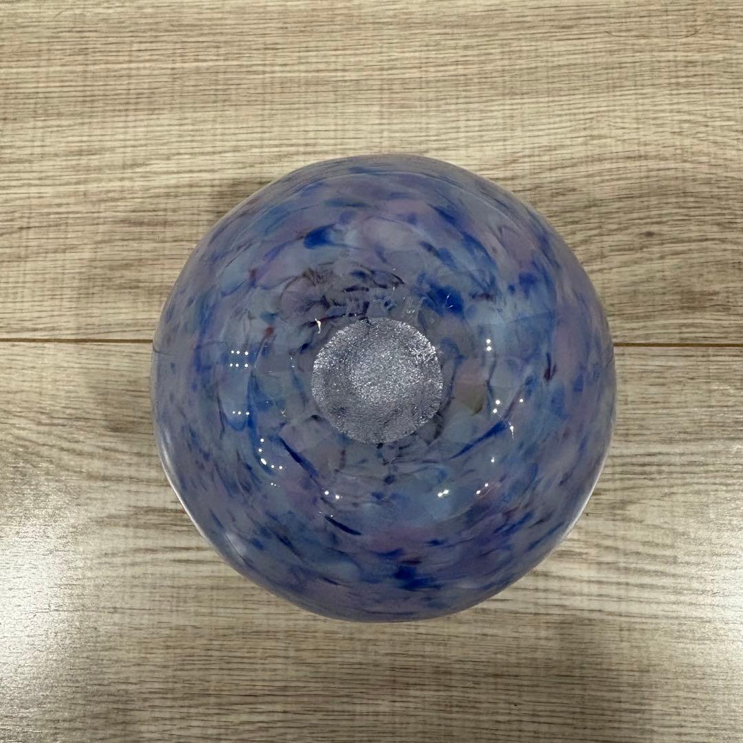 青紫色 ガラス花瓶 木箱付き 迫二郎