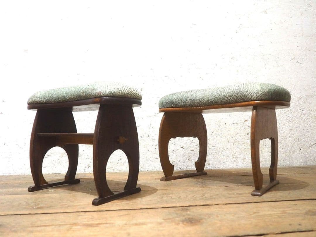 1370 2個セット　レトロな脇息　肘掛け　肘置き　骨董　和モダン　アンティーク