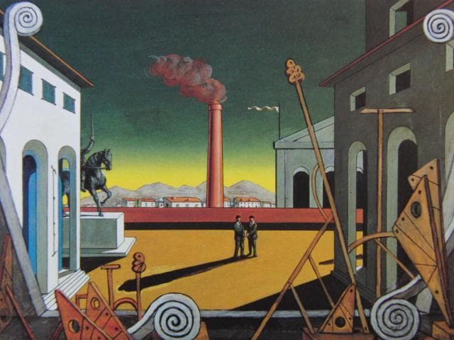 ジョルジョ・デ・キリコ、【大勝負（イタリア広場）】、希少画集画