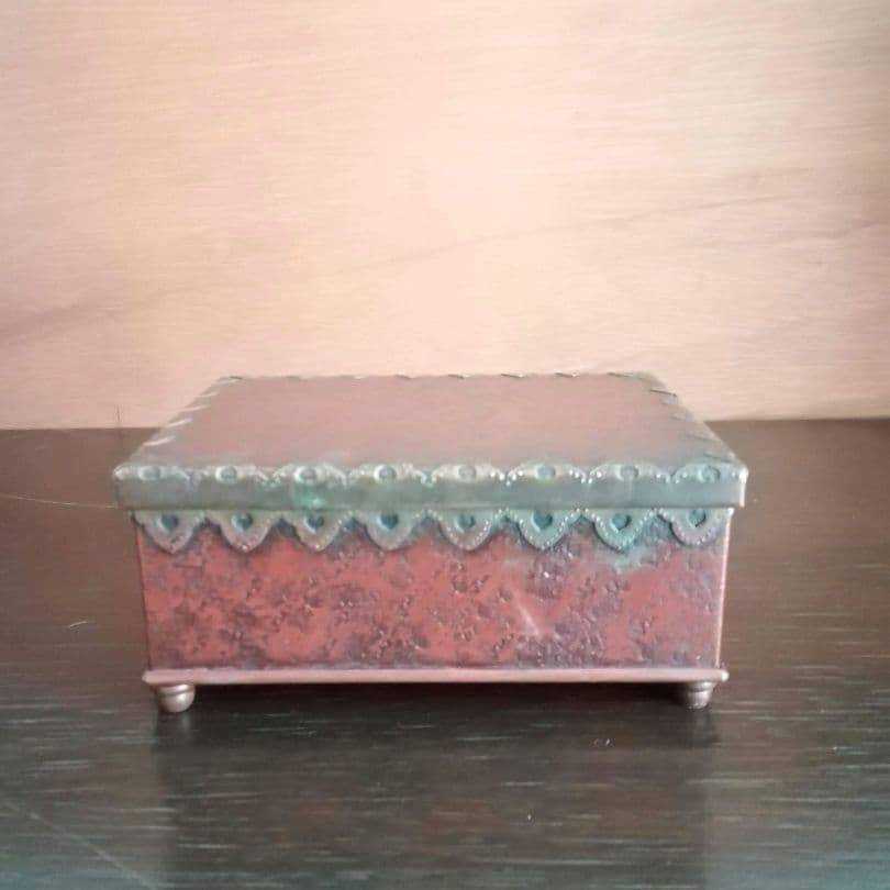 逸品　緋銅　毛織式　蓋物　小物入れ　松栄堂　明治金工　和骨董　骨董　アンティーク