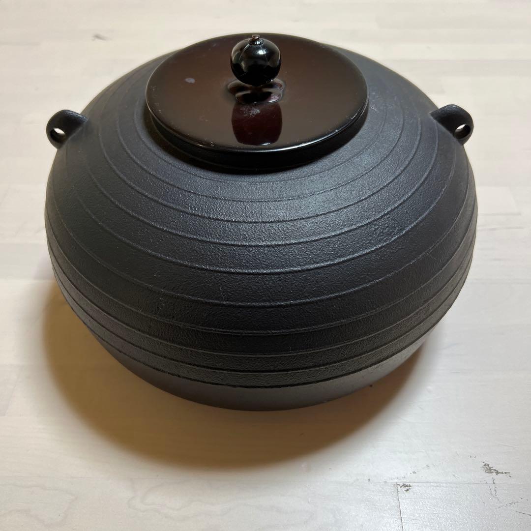 炉釜 平丸筋 アルミ軽合金製 錆びない 茶道具 古物 アンティーク