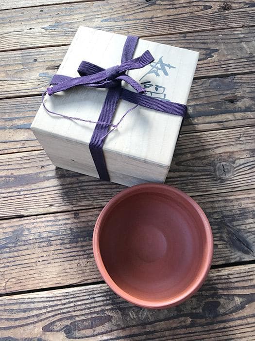 渡辺陶三 無名異焼 朱泥 茶碗 古物 中古 18.04.08-3.