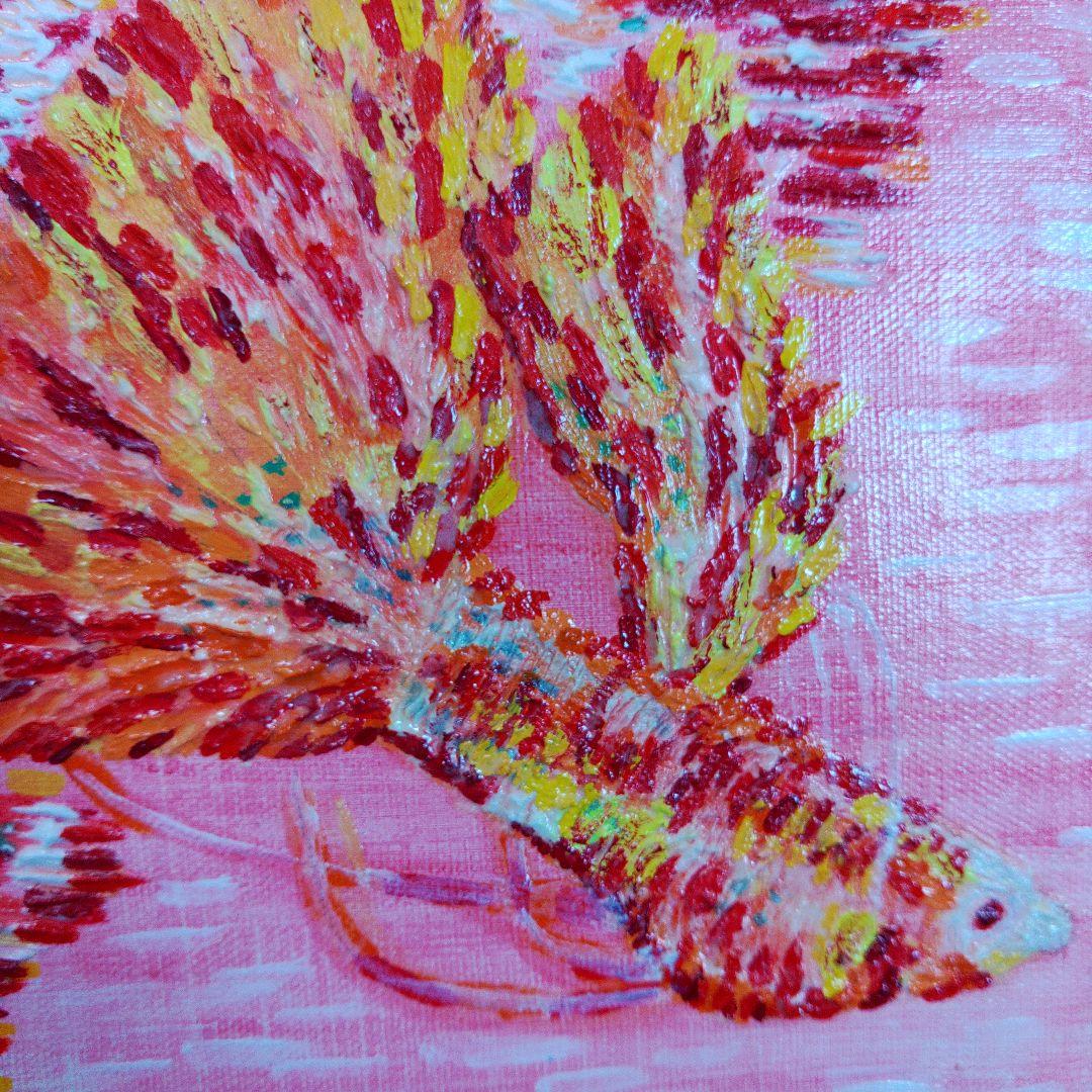 月と魚　アクリル絵画　一点もの