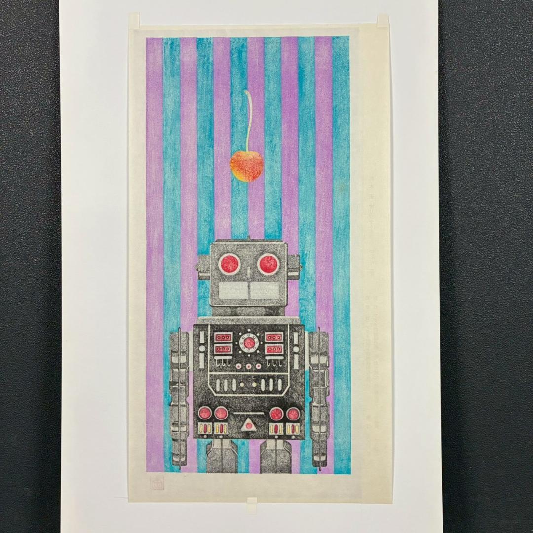 美品 福本正「Boy's life」木版画 直筆サイン・印章入り アダチ版画