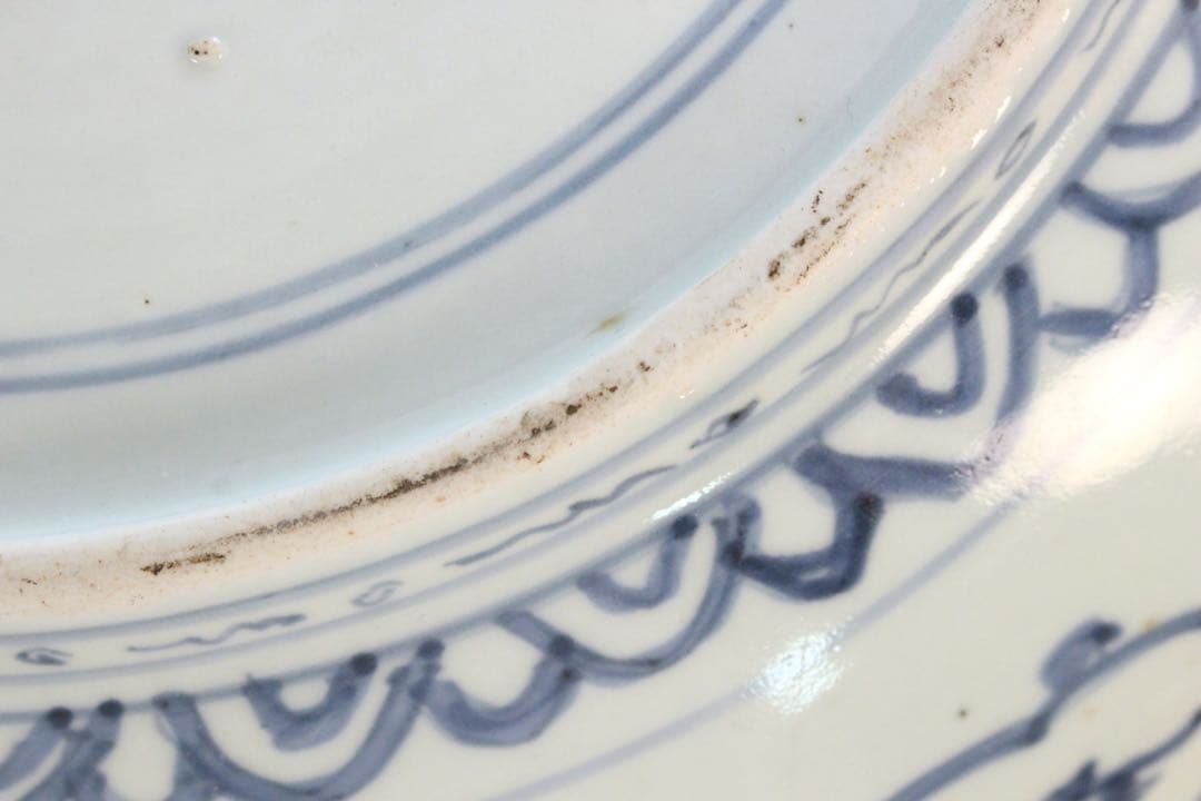 No5146 古伊万里　大明成化年製　染付花鳥文大皿　直径47cm 送料無料