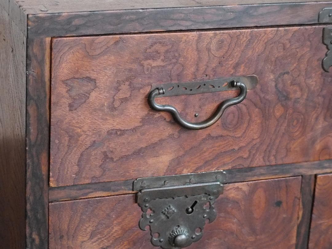 小箪笥 欅 黒柿 小引き出し 小物入れ 骨董 古民家 古家具 民藝