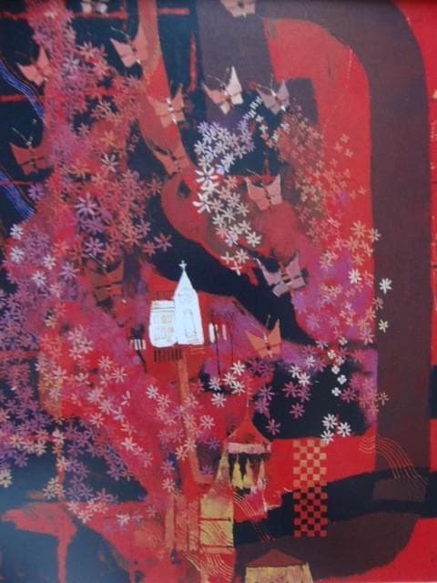 早川 義孝 【花詩】 希少画集画、状態良好、新品高級額装付