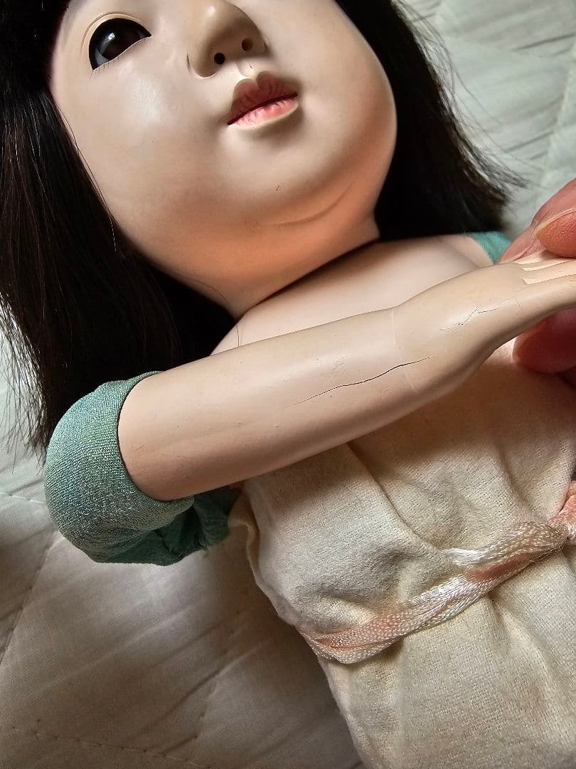 市松人形 赤色と白色の着物 光龍斎　瀧澤義豊　12号 傷や汚れあり