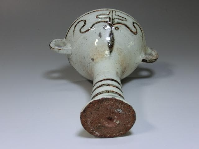 盃■変わった形の白釉高台杯 変鉢 盃洗 祭具 酒杯 置物 耳付 骨董品珍品 少■