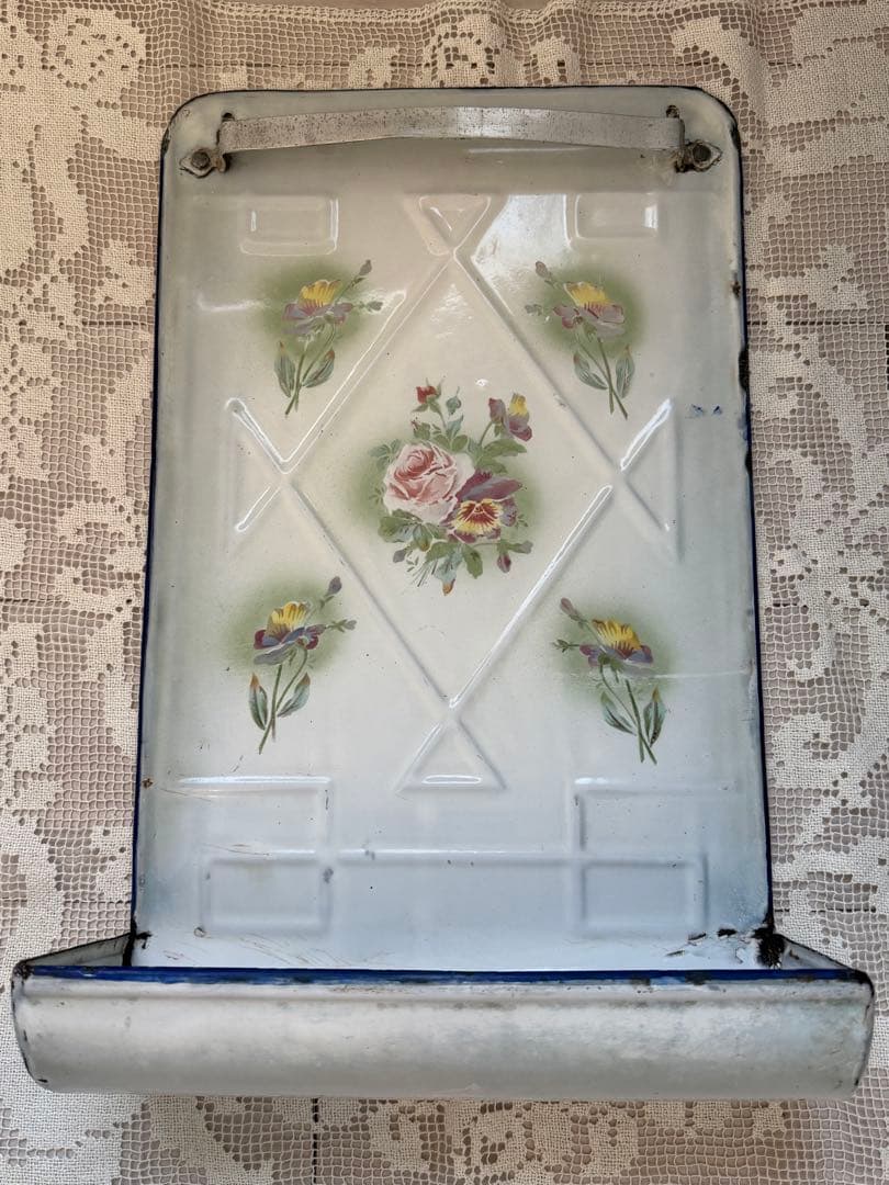 フランス　アンティーク　JAPYホーロー　 レードルラック　薔薇とパンジー