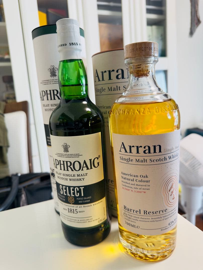 ラフロイグ:セレクト40% アラン:バレルリザーブ　43%各700ml 2本売り