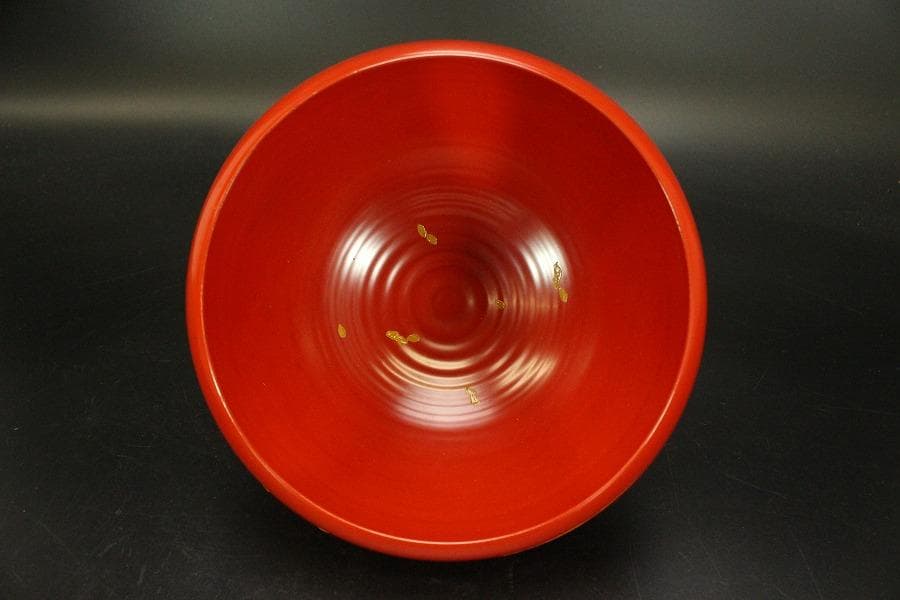 茶道具 托鉢 朱塗 菓子器 竹内栖鳳画 共箱(A872)