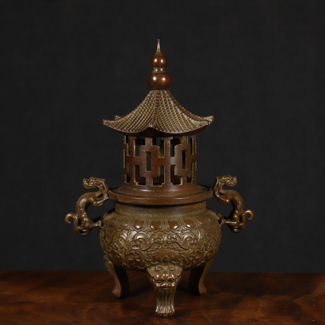 銅器 太上老君錬丹炉 三足鼎 供養塔薫炉 香道具 装飾品 工芸品 置物