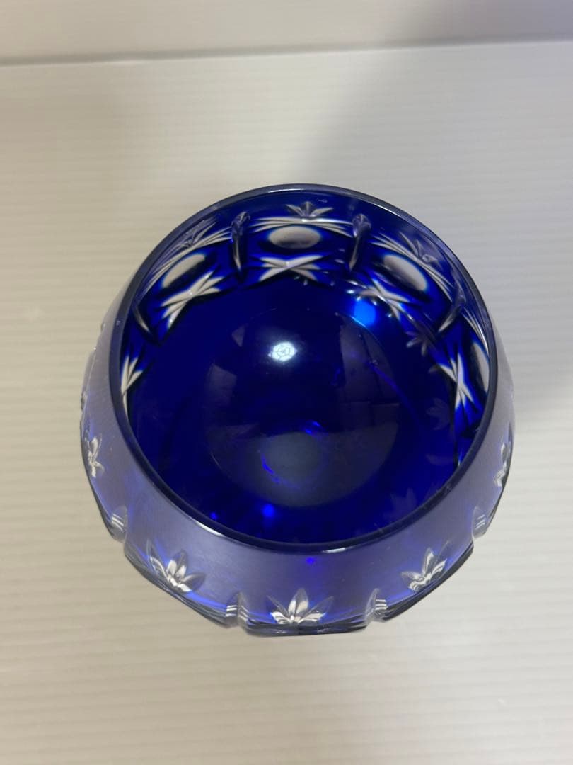 2260 ワイングラス　瑠璃色　切子　未使用