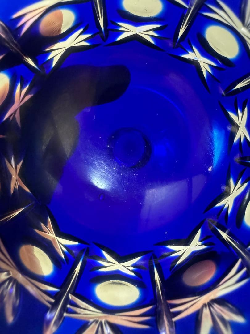 2260 ワイングラス　瑠璃色　切子　未使用