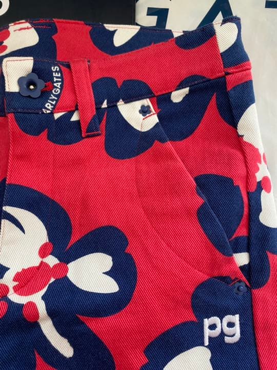 パーリーゲイツPOP 桜 プリントカツラギ ストレッチスカート桜モチーフサイズ0