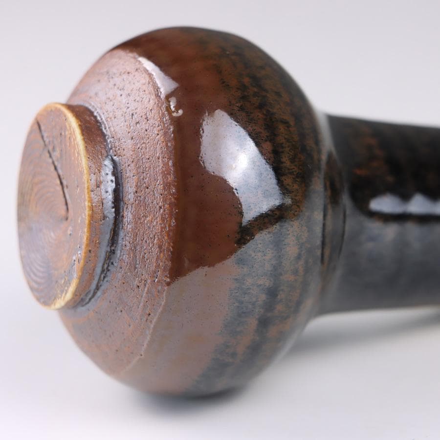 Y3338-6 茶道具 山口茂 鶴首茶入 共箱・仕覆　　よ