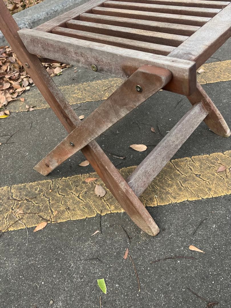 c）ヴィンテージ・ポピュラー折りたたみチェア 木製折りたたみチェア ブラウン