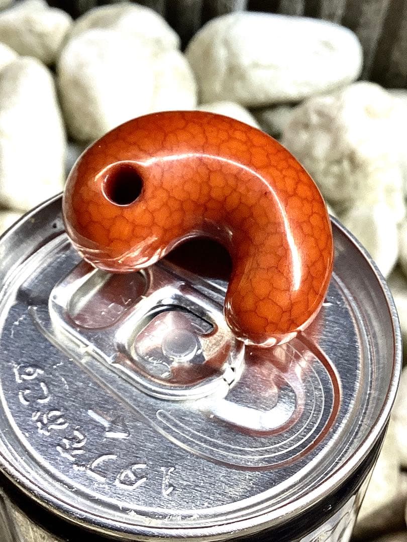 レア‼️30年前の台湾*上肯製【龍紋天珠勾玉】　本物ジャスパー鑑定機関鑑別書取得品