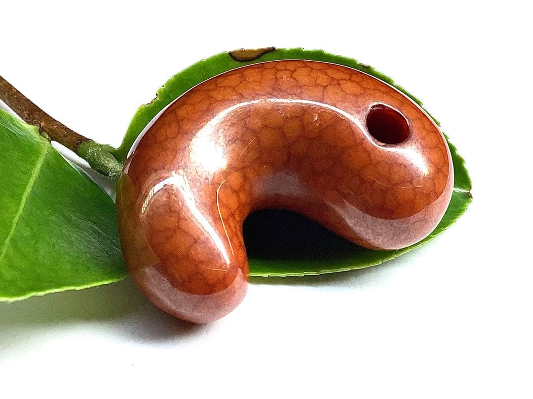 レア‼️30年前の台湾*上肯製【龍紋天珠勾玉】　本物ジャスパー鑑定機関鑑別書取得品