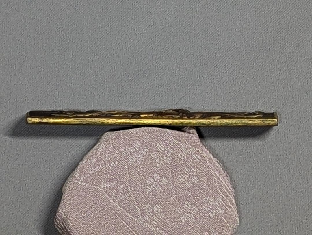 刀装具 小柄 柄袋 桐鳳凰図 象嵌 赤銅魚子地 骨董