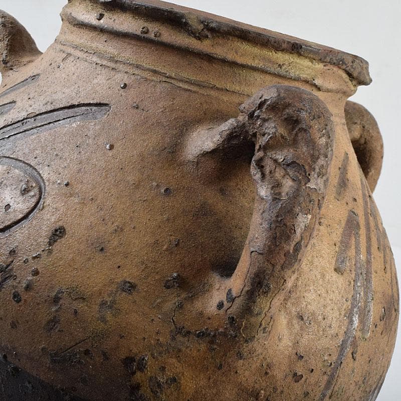 唐津焼　古唐津　福字文　三つ耳水指　時代箱　江戸時代　享保期　C　R9480H