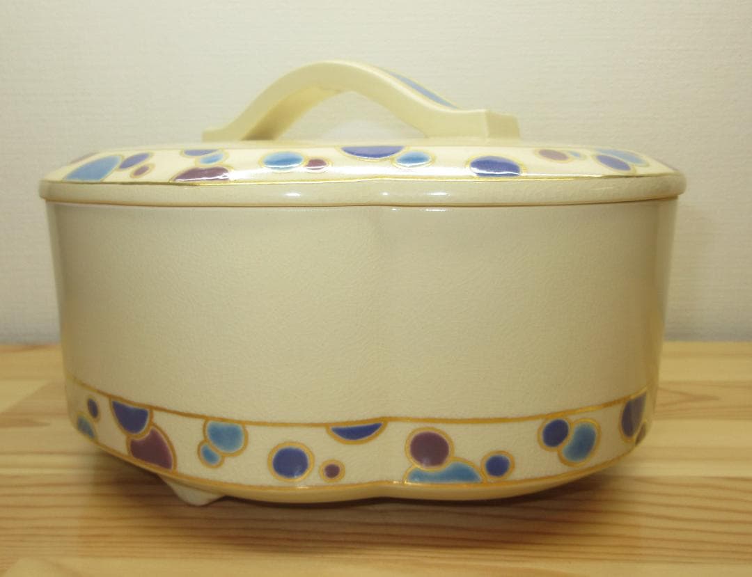 送料込【逢絢亭・新品】茶道具 食籠 喰篭 京焼 ツボツボの絵 手塚石雲 共箱入り