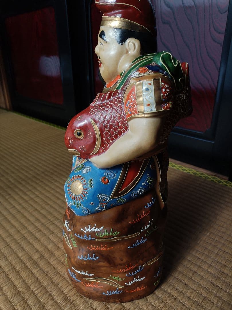 最高級九谷焼七福神（大黒天、恵比寿）置物2体セット　九谷岡山作