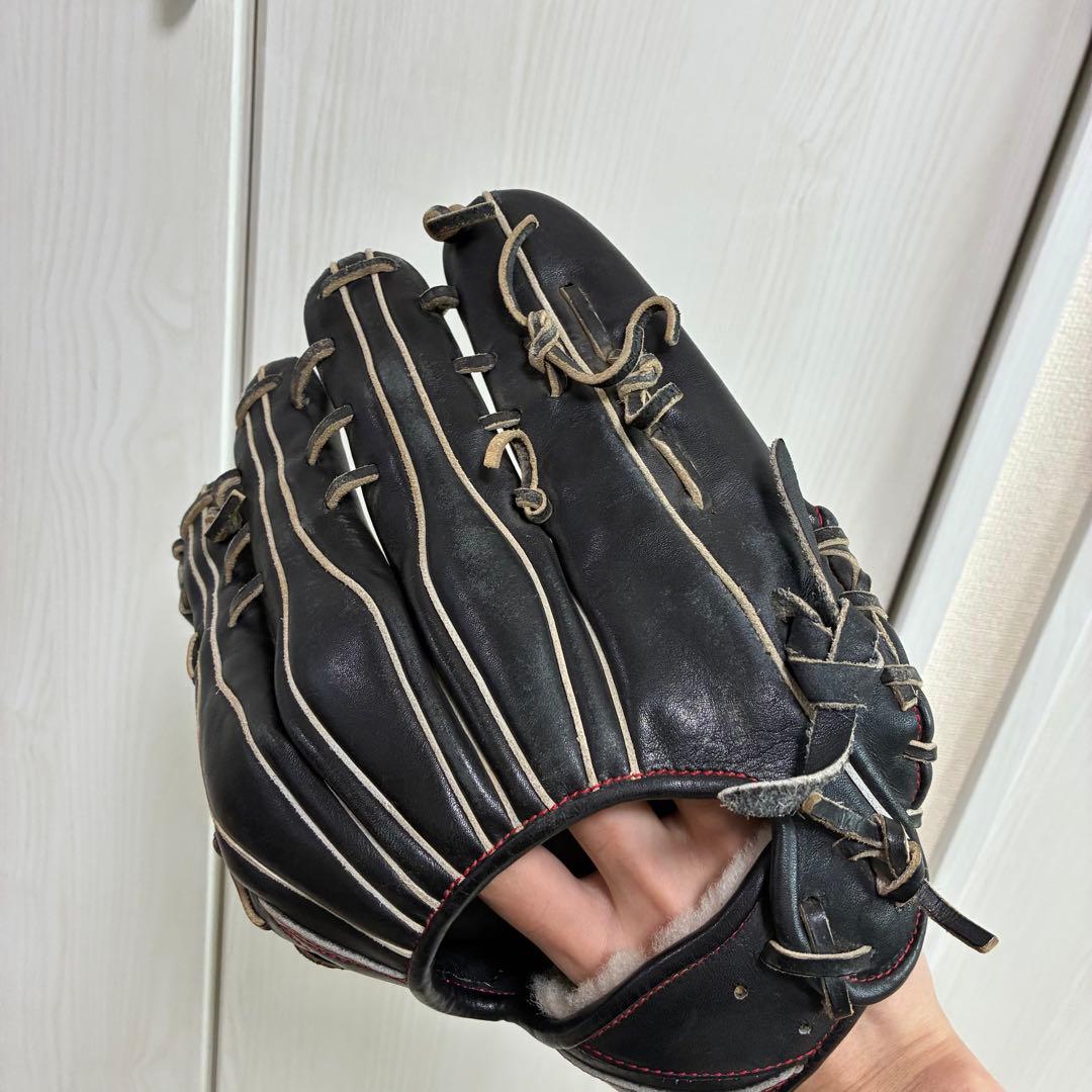 アシックス　グローブ　硬式　外野　左利き　黒