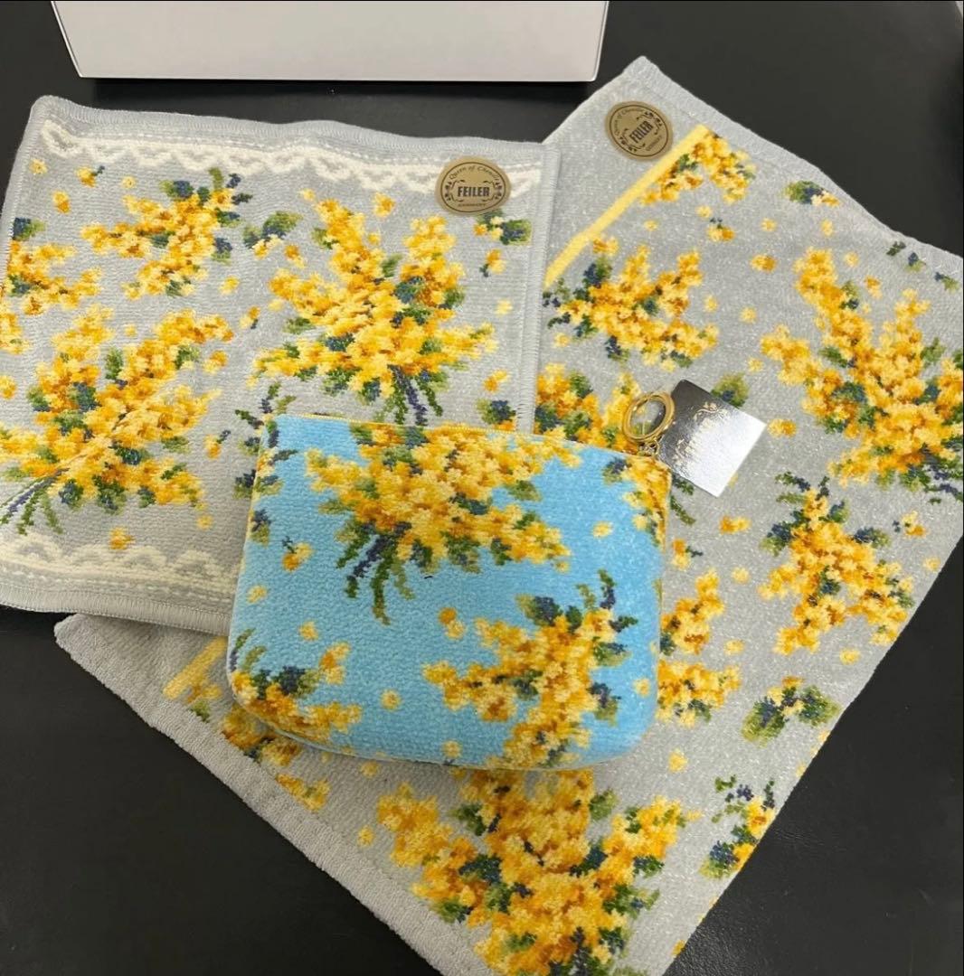 レモンジーナ様　フエイラー ミモザソラーレ タオルハンカチ　ゲストタオル　ポーチ
