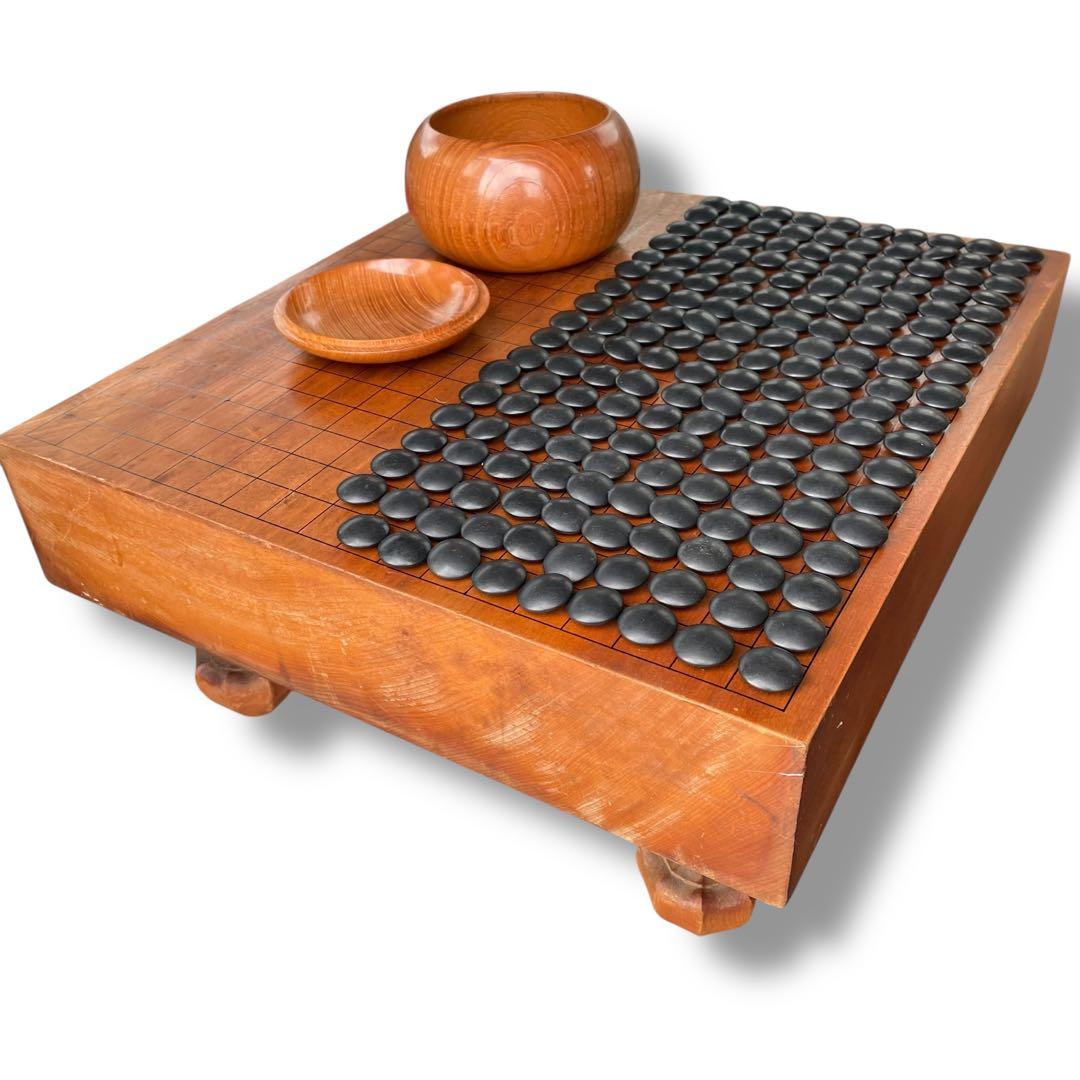 高級囲碁盤 囲碁盤 高級碁石 本蛤碁石 那智黒石 碁笥 へそ有り セット