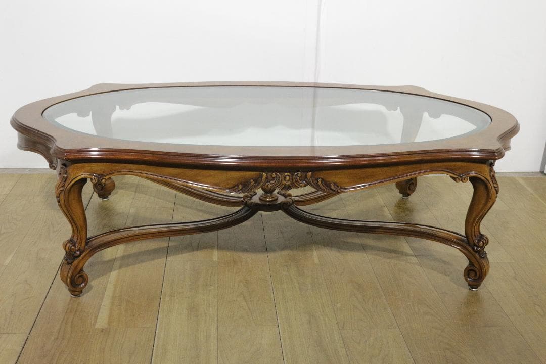 KARGES FUNITURE★木製センターテーブル★ガラス天板★ネコ脚★