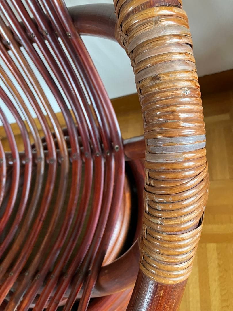 えみ KEIHO ラタン 籐 回転 チェア 昭和レトロ アンティーク