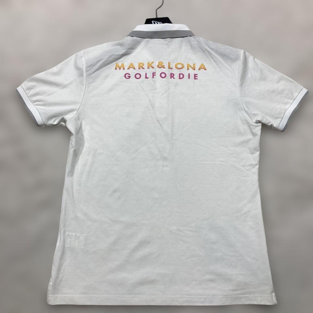 極美品 マークアンドロナ ゴルフウェア 半袖ポロシャツ 白 ドクロ Lサイズ相当