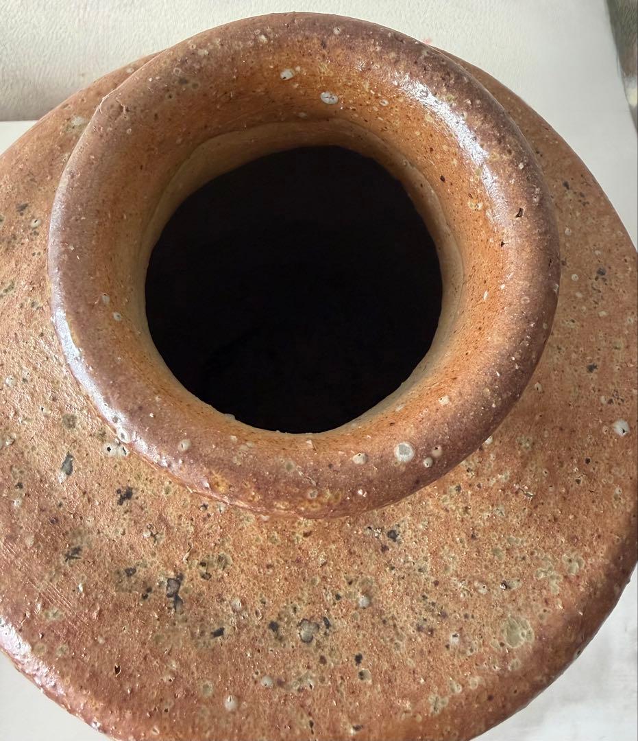 上田寿方作　信楽焼　壺　箱付き