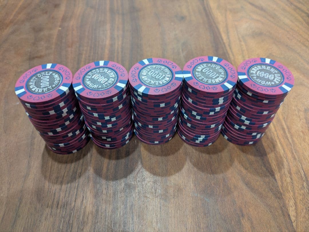 カジノチップ$1000表記　100枚　ポーカー　バカラ　チップ　カジノ　ヨコサワ