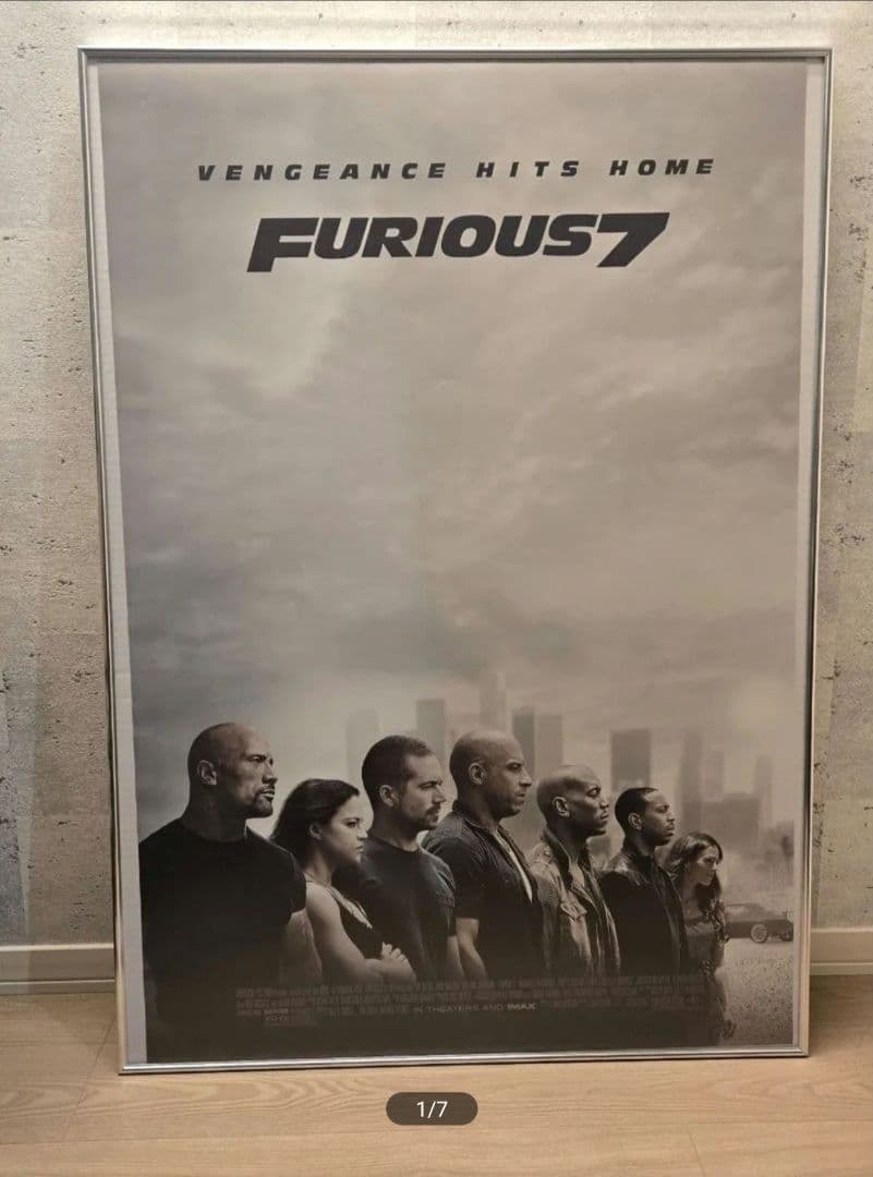 Fast Furious 7 映画 27x40 ワンシートポスター+額縁付き