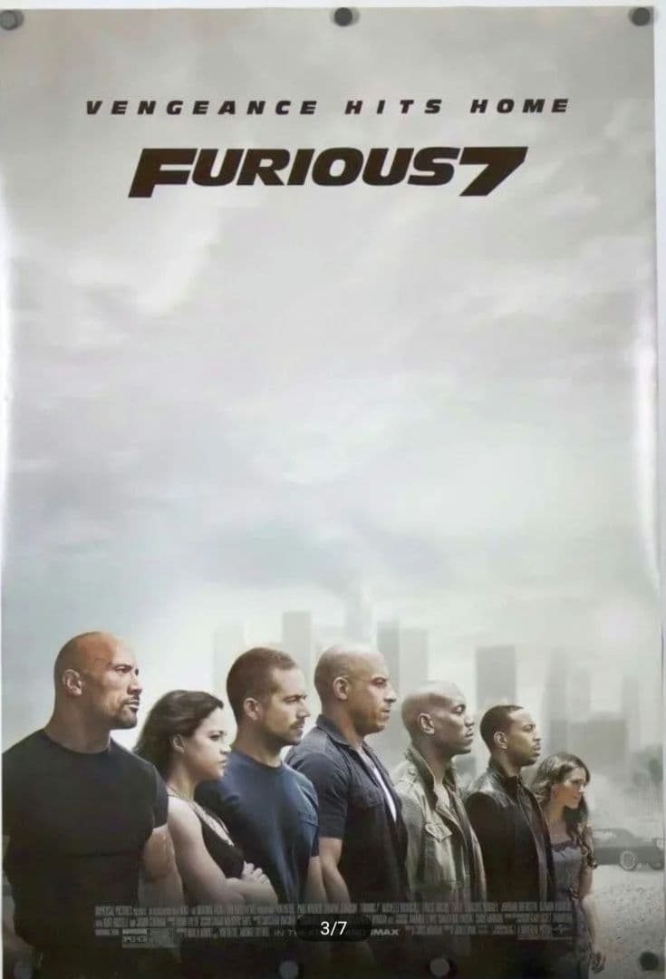 Fast Furious 7 映画 27x40 ワンシートポスター+額縁付き