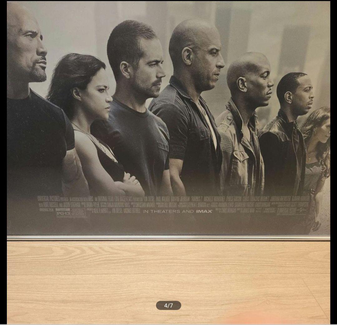 Fast Furious 7 映画 27x40 ワンシートポスター+額縁付き