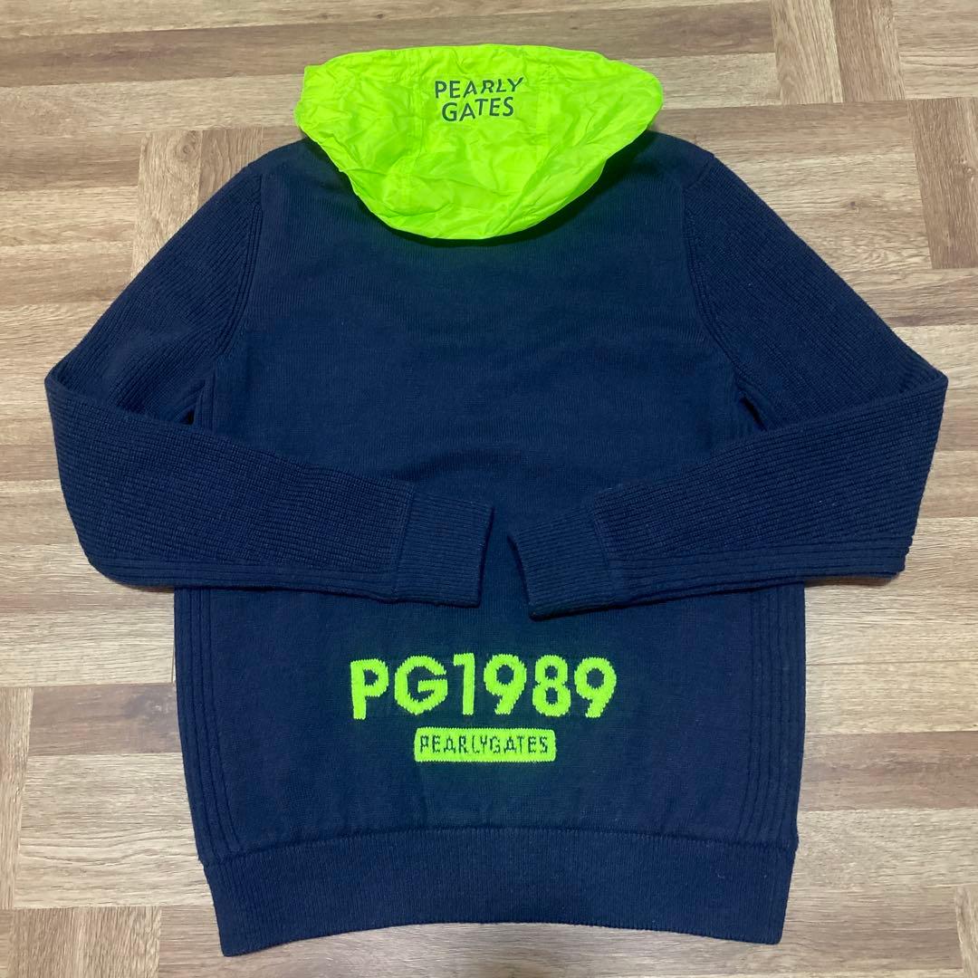 パーリーゲイツ♡ニットジップジャケット♡蓄熱♡ネイビー♡蛍光イエロー♡M