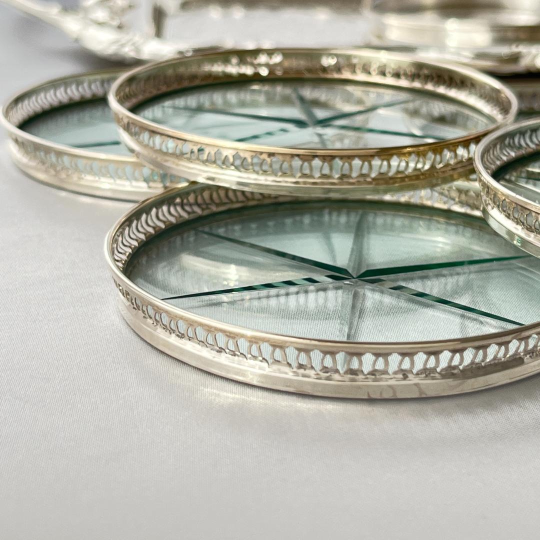 【純銀/ガラス】ワイングラスコースター 6枚 スターリングシルバー