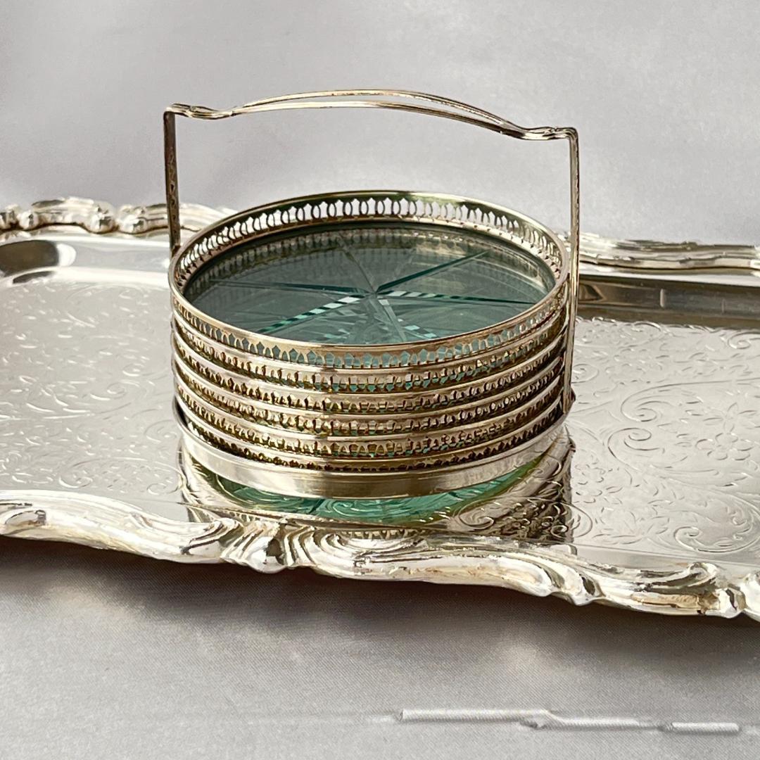 【純銀/ガラス】ワイングラスコースター 6枚 スターリングシルバー