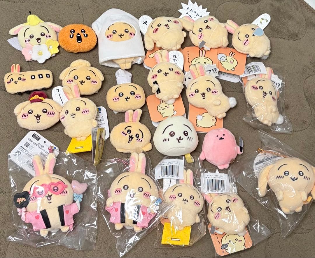 ちいかわ ナガノキャラクター ぬいぐるみ マスコット お顔バッジ うさぎ セット