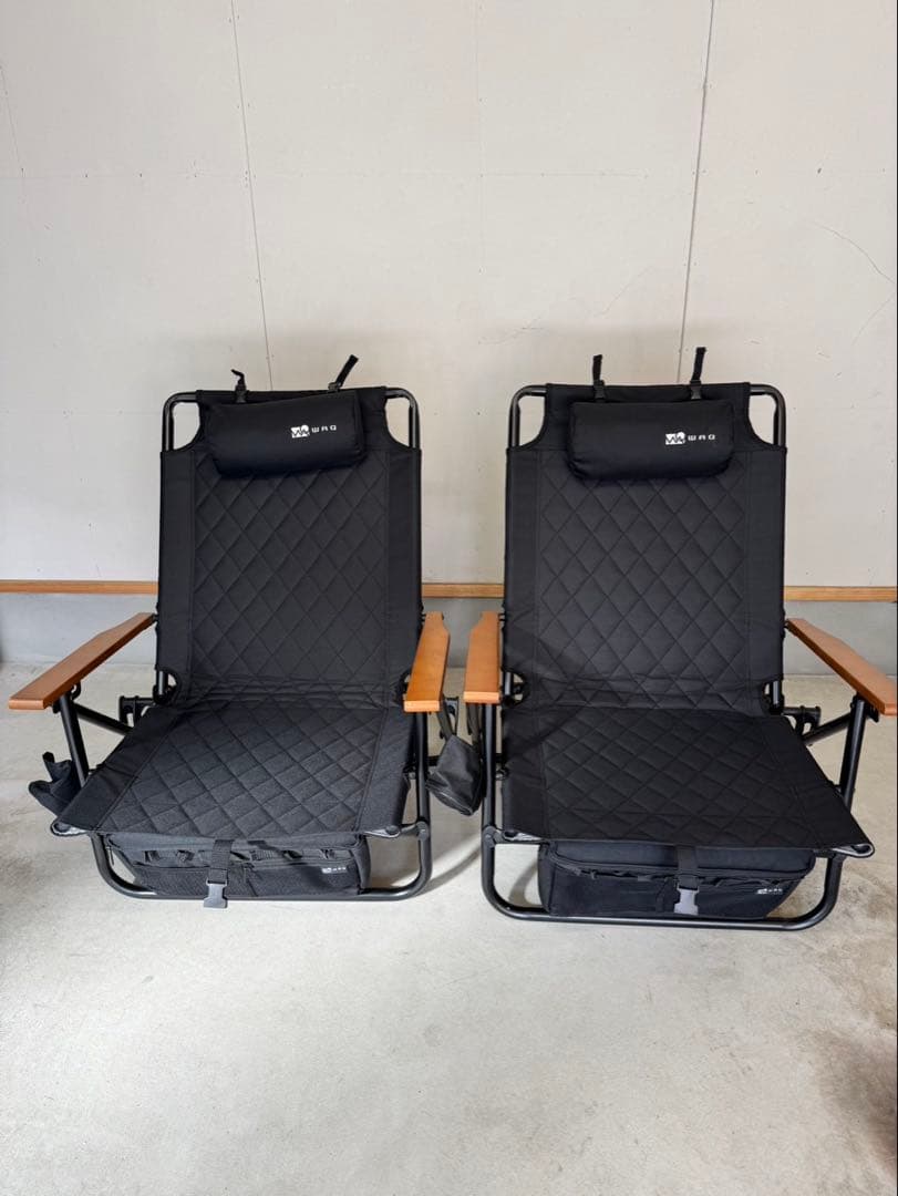 WAQリクライニングローチェア　ブラック2脚セット