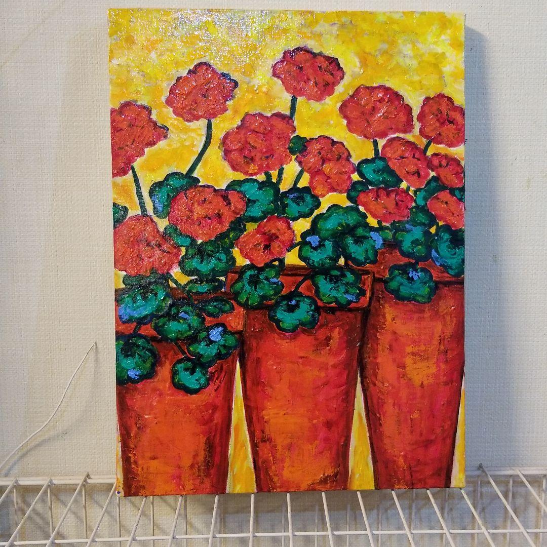 油絵　専用　ならんだゼラニウム