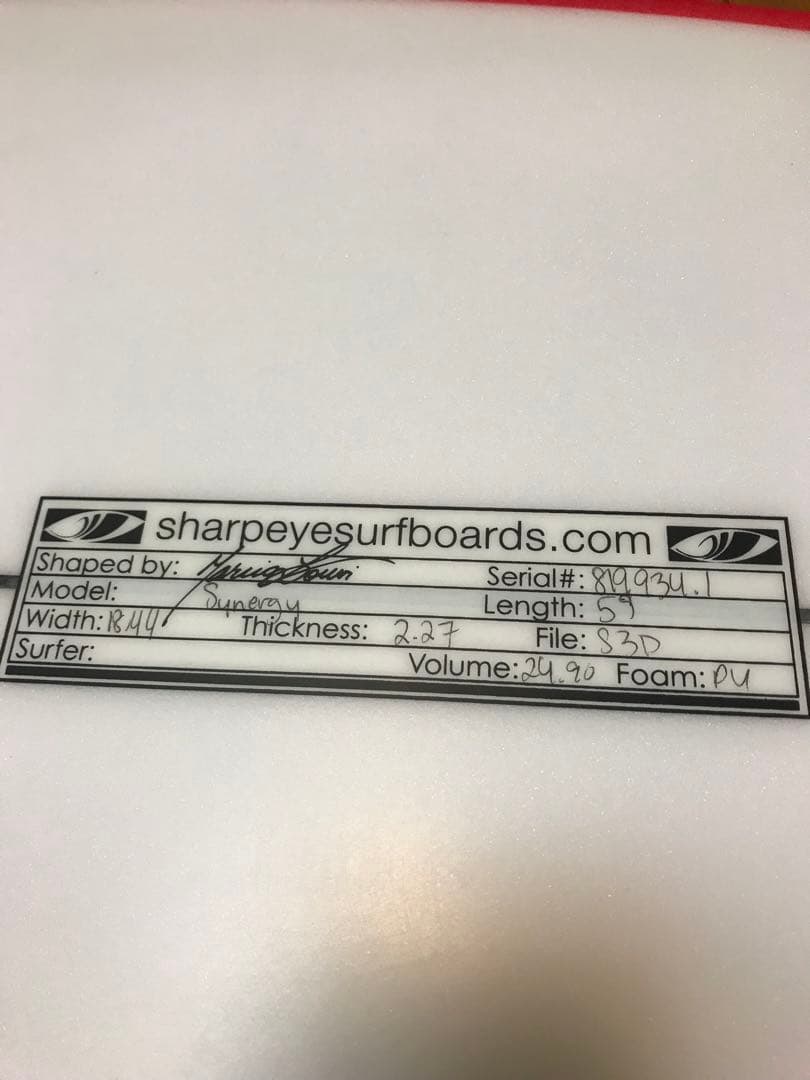 シャープアイサーフボード　シナジー 5'9