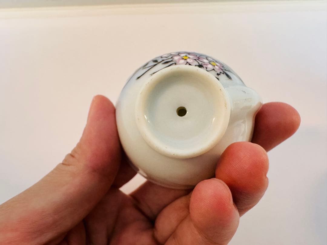 骨董　うぐいす盃　桜と菊