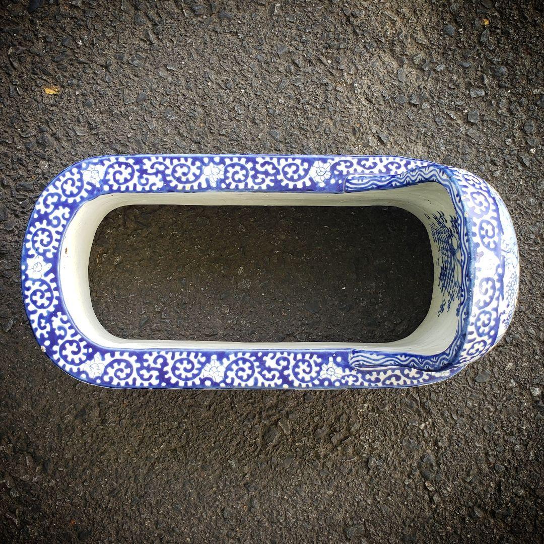 染付　便器　陶器　明治　白抜蛸唐草　古伊万里