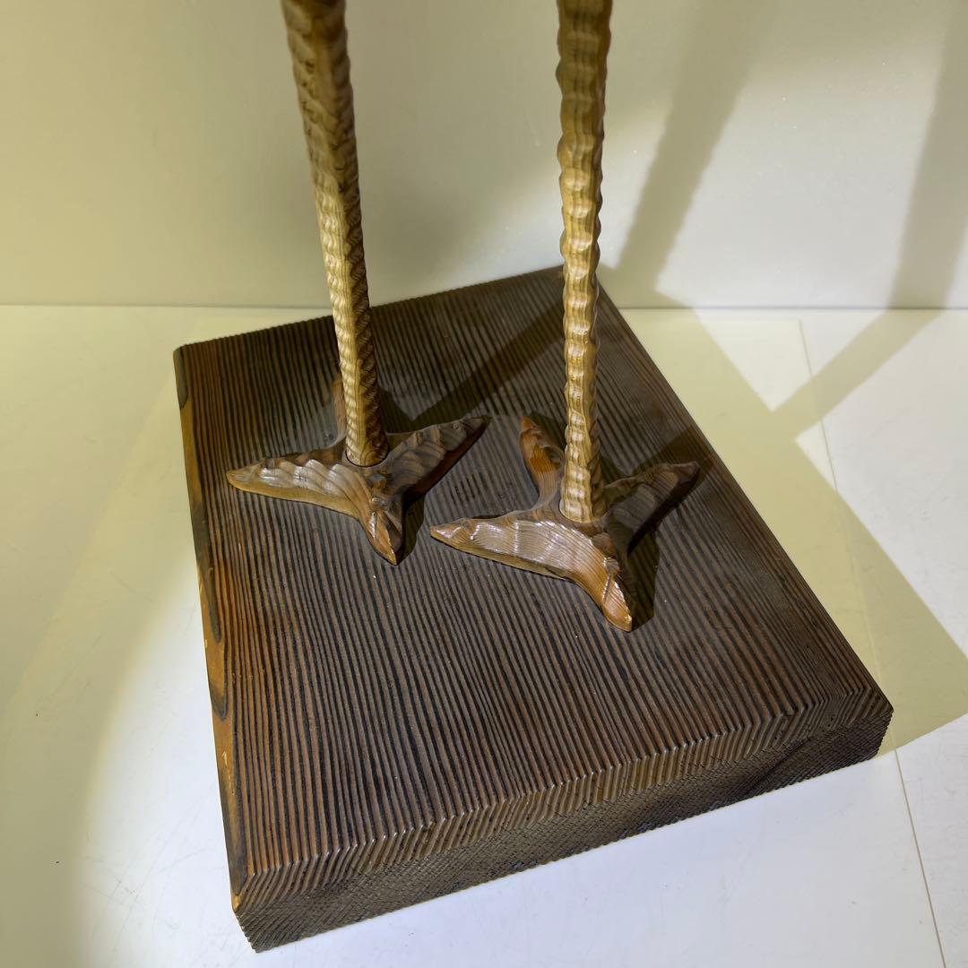 時代木製鶴置物　高さ約81㎝　東Y8-0128③タコサ